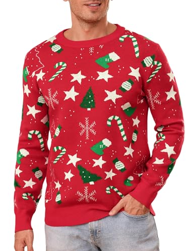iClosam Herren Rundhals Weihnachts Strickpullover Bequem und Festlich...