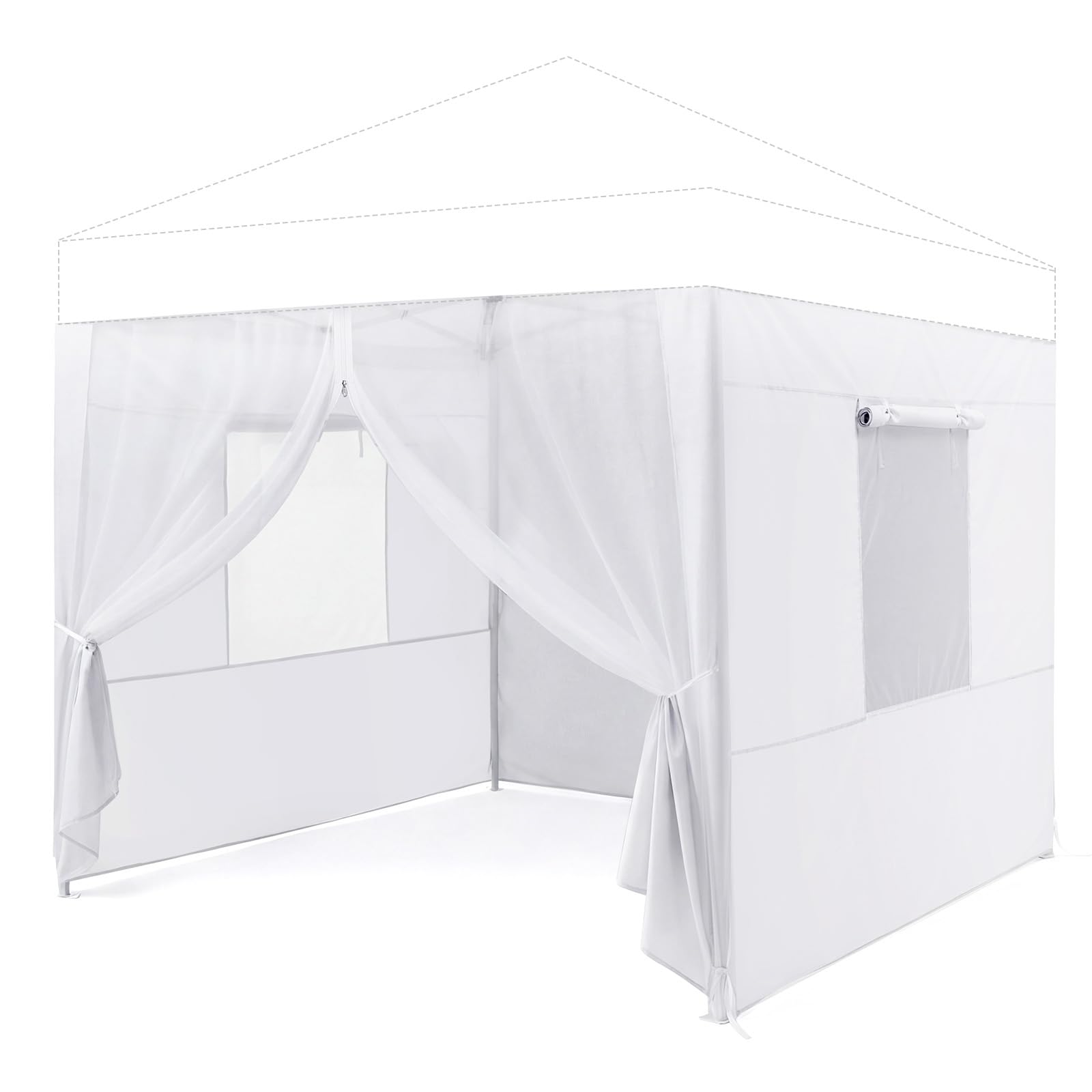 Photo 1 of Chunm 4 Pcs Canopy Sidewalls for 10x10 Pop up Canopy with Mesh Zipper Door & 2 Roll-up Ventilated Windows, Waterproof & Mesh Insect Protection for Outdoor, Sidewalls Only (White)