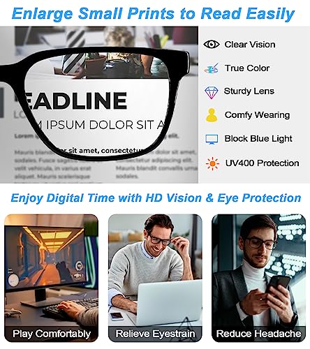 Image of Reading Glasses 1.25+ Blue Light Blocking for Men Computer Readers Game Glasses 1.0 1.25 1.5 2.0 2.25 2.5 2.75 3.0 3.5 4.0 (Black 125)