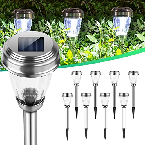 INSOME Solar Pathway Lights, Stainless Steel Solar Garden Lights, Pathway Solar Lights Outdoor Waterproof,LED Auto On/Off Solar Lights Outdoor Decorative for Lawn Patio Yard Walkway Driveway