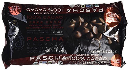 PASCHA ORGANIC UNSWEETNED 100% DARK CHOCOLATE CHIPS, 8.75 OZ- 6 PACK