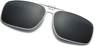 Clip-on Sunglasses - Polarised Clip on Sunglasses over Prescription Glasses for Men Women, Anti Glare Flip up Sunglasses for Driving Fishing Outdoor