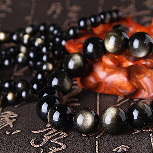 Bracelet obsidienne noire perles de qualité supérieure pour hommes - 5