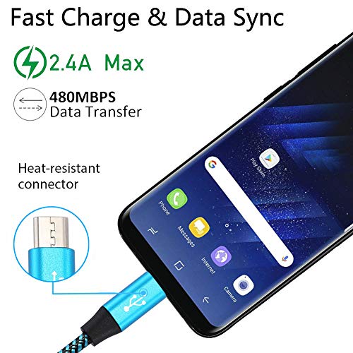 Micro USB Cable,Cell Phone Charger Android Nylon Braided Fast Charging Cord Compatible with Samsung Galaxy S6 S7 J3 J7 LG HTC Sony Motorola Kindle BlackBerry Xbox PS4 - Thumbnail 5