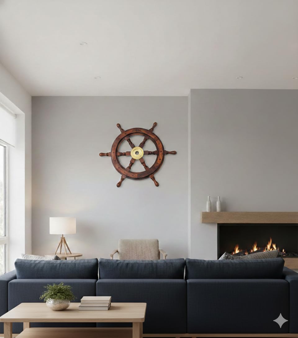Nautical Replica Hub Rueda de Barco de Madera Decorativa para el hogar