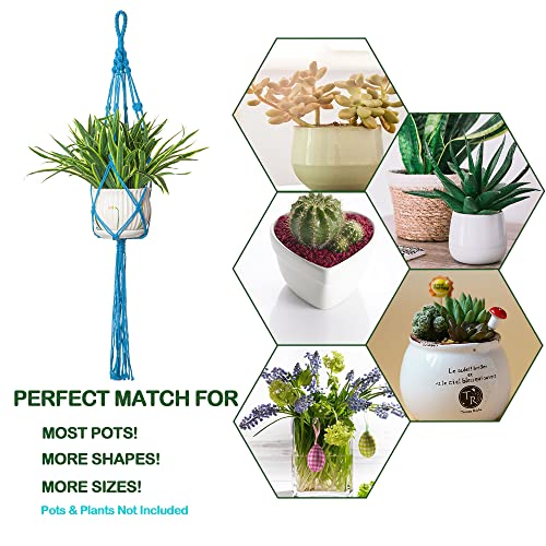 Lrigyeh Macrame Plant Hanger Indoor Outdoor Hanging Planters Set Flower Pots Holder Stand, Plant Basket Boho Home Decor (Type-B Blue, 2) #TOP3