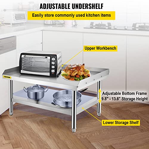Image of VEVOR Stainless Steel Equipment Grill Stand, 60 x 30 x 24 Inches Stainless Table, Grilling Stand Table with Undershelf, Equipment Standing Grill Desk for Hotel, Home, Restaurant Kitchen
