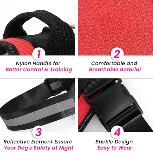 Image of Berlin's Police K9 Dog Harness with Leash, Dog Vest with Handle, Reflective Adjustable No-Pull Harness for Dogs Heavy Duty Nylon, for Training, Patrol, Hiking (Red, Small (5-12Kg))