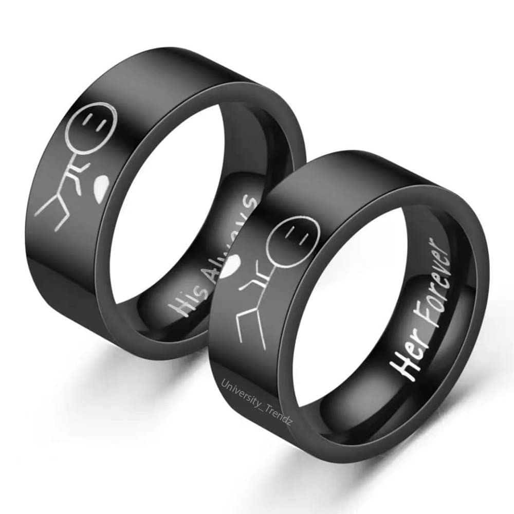 University Trendz Womens Adjustable Fashion Couple Ring His Always Her Forever Wedding Band Marriage Promise Ring (Black) (B0B4G66G3V) Amazon Price History, Amazon Price Tracker