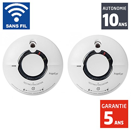 ANGELEYE - LOT DE 2 Détecteurs de fumée Angeleye ELEGANCE EXPERT INTERCONNECTABLE SANS FIL WST-AE630-FR - Autonomie 10 ans - Garantie 5 ans