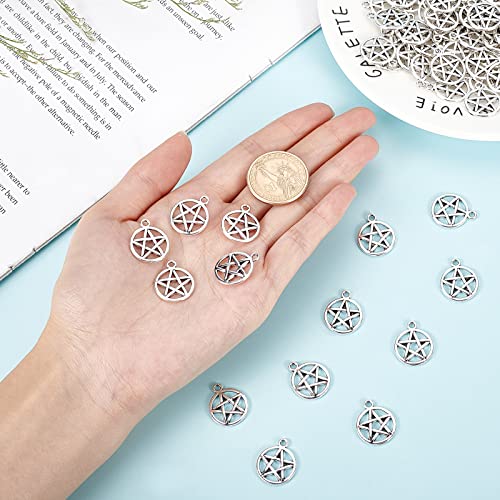 SUNNYCLUE 100Pcs Pentacle Star Charms Alloy Pendants Pentacle Star Charms Pendant Lucky Tibetan Five Point Charm Jewelry Making Accessory for DIY Earring Necklace Bracelet Making Christmas - Image 3