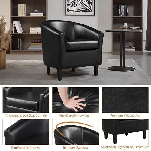 Yaheetech Faux Leather Barrel Armchairs