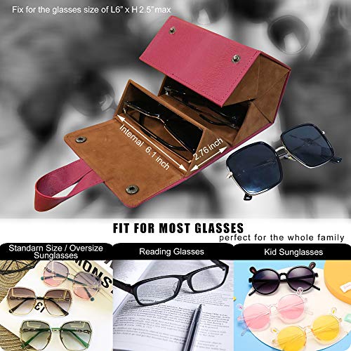 Image of Longjet Glasses Case Travel Sunglasses Organizer Leather Eyeglasses Storage Box Multiple Slots Hanging Eyewear Holder
