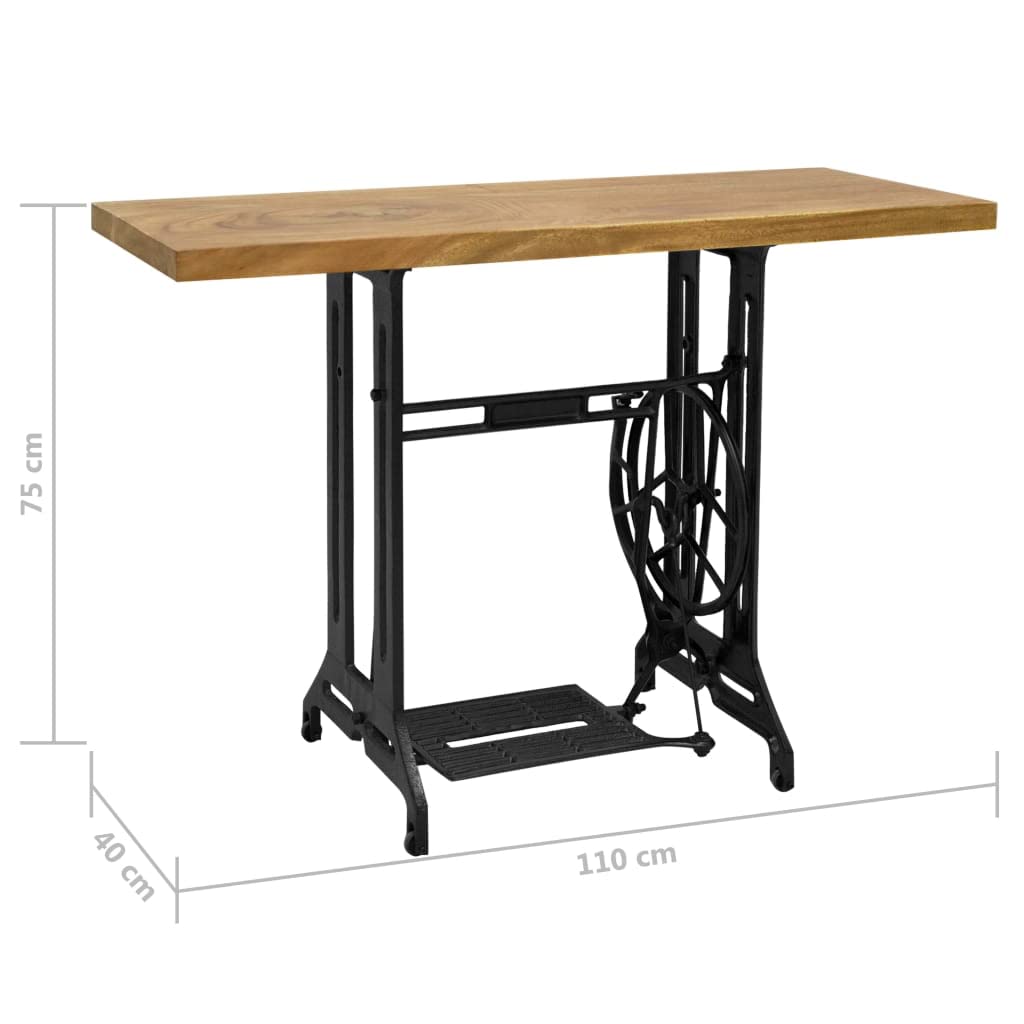 Mesa consola para máquina de coser, 110 x 40 x 75 cm, mesa de madera maciza, diseño vintage, para salón, dormitorio, pasillo