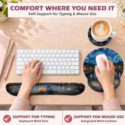 Starry Night Ergonomic Mouse Pad with Wrist Support, Keyboard Wrist Rest — 사진 3