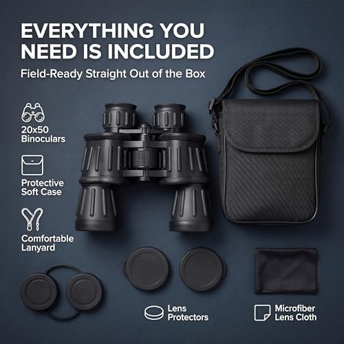 Image of CampCo Humvee 20x50 Rubber Binoculars Telescope Goggles for Adults, Hunting Travel Cruises Football Games Sports & Outdoors Military Police Personnel