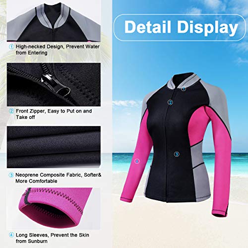 image for CtriLady Wetsuit Top, Women’s Wetsuit Long Sleeve Jacket Neoprene 1.