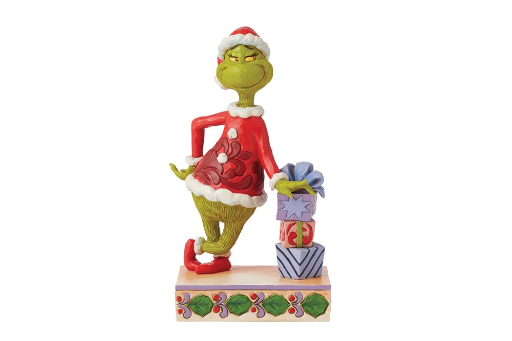 Enesco Jim Shore Grinch On Stacked Gifts Figurine, Multicolor, height 20.5cm