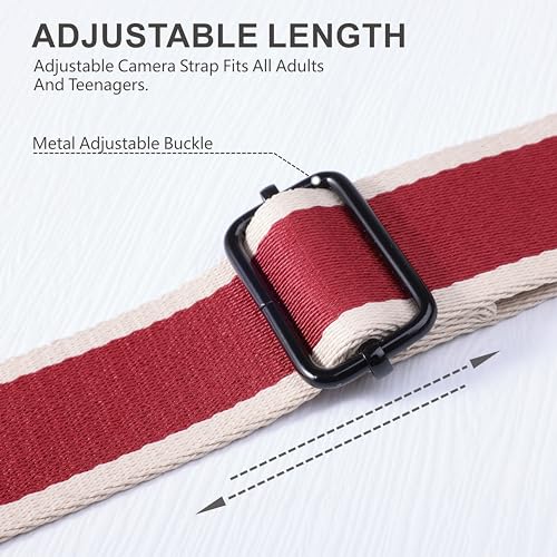 Image of Padwa Lifestyle Adjustable Camera Strap - 1.5 inch Top Layer Cowhide Head Camera Straps for Photographers, Cotton Adjustable Neck Shoulder & Crossbody Strap Quick Release for All Cameras and Binoculars