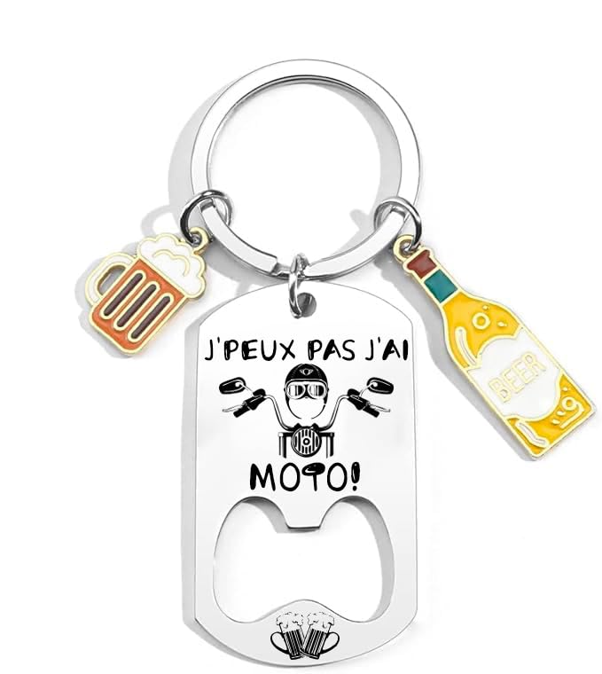 YZLPLP Porte-Clés Décapsuleur Moto - Cadeau Motard Original - Ouvre Bouteille Inox et acier inoxydable pour Fan de Moto Cadeaux Anniversaire Homme Noël...