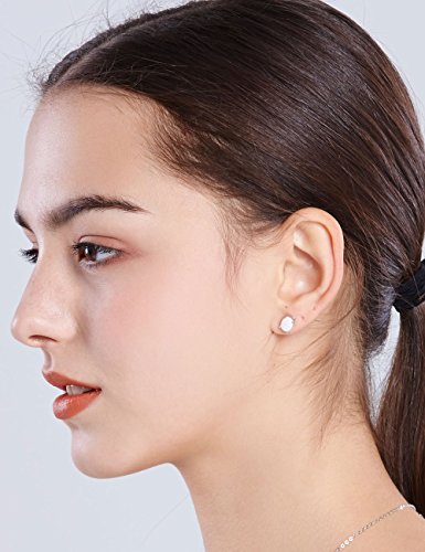 Sterling Silver Opal Stud Earrings for Women Solitaire 6x8mm Oval Cut Opal Gemstone Earrings for Girls - Image 3