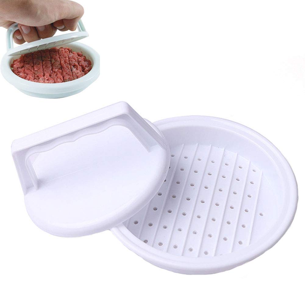 Culer Style 1 Hamburger Press Mould Kitchen Meat Utensils Grill Burger Patty Press Mold Barbecue Tool Diy Home Cooking(White)