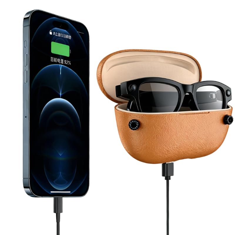 Ultra AI Smart Glasses with 3600mAh Charging Case 8MP High-Definition Camera Built-in ChatGPT Voice Assistant Hands-Free Recording Translation
