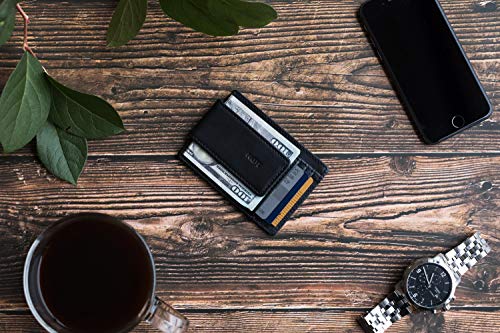 Premium Leather Magnetic Money Clip Card Wallet For Men, RFID Mens Wallet, Black3