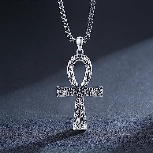 Ankh Necklace Men 925 Sterling Silver Ankh Cross Pendant Necklace Ankh Amulet Egyptian Jewelry Gifts for Women4