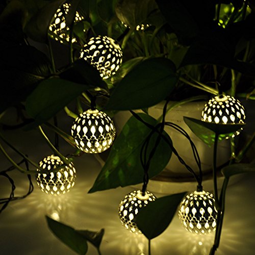Luces solares LED de cadena con linternas de metal marroquí miniatura 3