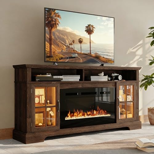 Nordivale 70" Fireplace TV Stand, Modern Entertainment Center for TVs
