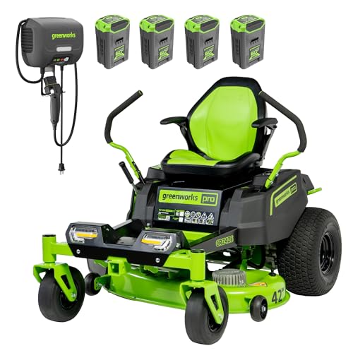 Greenworks 60V 42' Electric CrossoverZ Zero Turn Lawn Mower, (4) 8.0Ah Batteries and 600W Charger