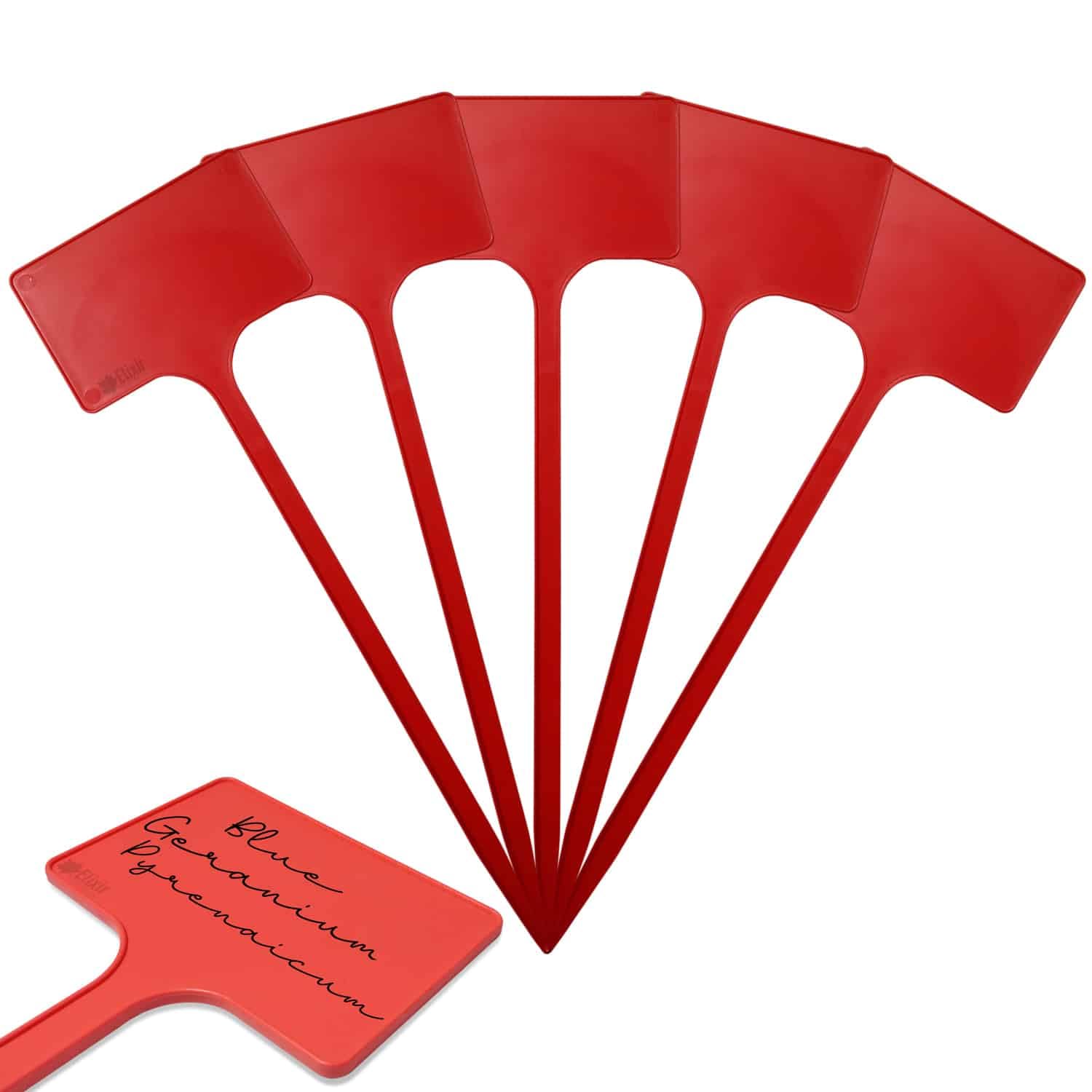 Elixir Gardens Plastic T-Shaped Labels | Plant, Pot & Flower Labelling | SL300 - Red x 40 โ image 1