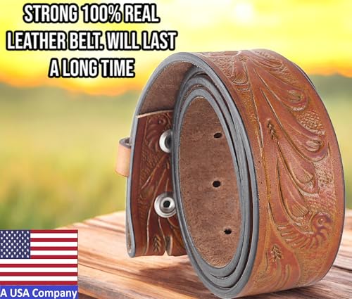 Image of F&L CLASSIC Western Belt without buckle for men - Full Grain Leather Cowboy Belts for jeans - One Piece Leather strap belt