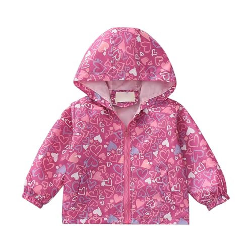 Hooded Rain Jacket for Baby Girls Boys Zipper 𝗖artoon Print Lightweight Outerwear 𝐖aterproof Coat with Pocket