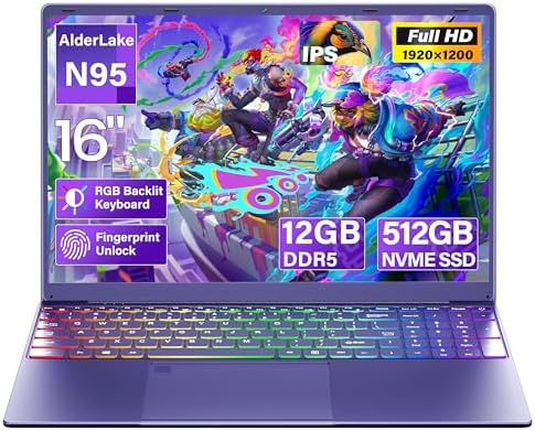 16" Purple Laptop Computer for Students & Business Professionals