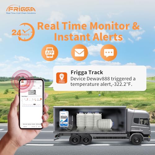 Image of Frigga V5J 4G /5G Real Time Temperature Data Logger with Extra Low External Probe Single Use 28800 Points Remote Digital Temperature Recorder 60 Days for Pharmacy Dry Ice Liquid Nitrogen Transportation