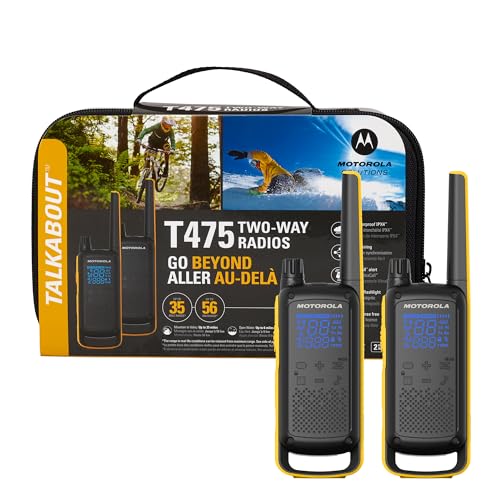 Motorola Solutions Talkabout T475 Extreme Two-Way Radio Black W/Yellow Rechargeable Two Pack