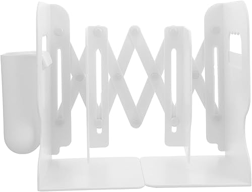 Veemoon Organizador de plástico para libros, organizador de mesa, resistente, sujetalibros de metal para el hogar, sujetalibros plegable,