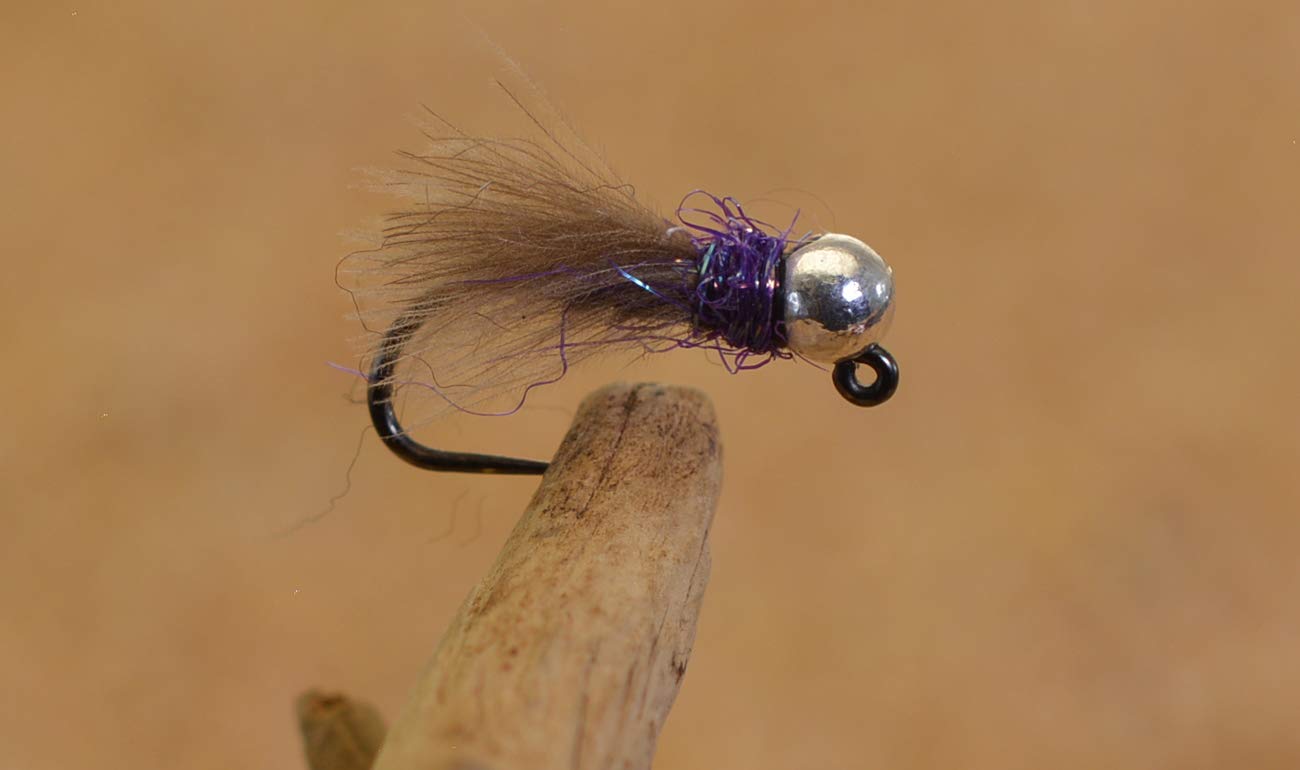 Tungsten Purple Hot Spot Jig Head Fly Euro Nymph Tied on Hanak Hooks - 6ct Packs