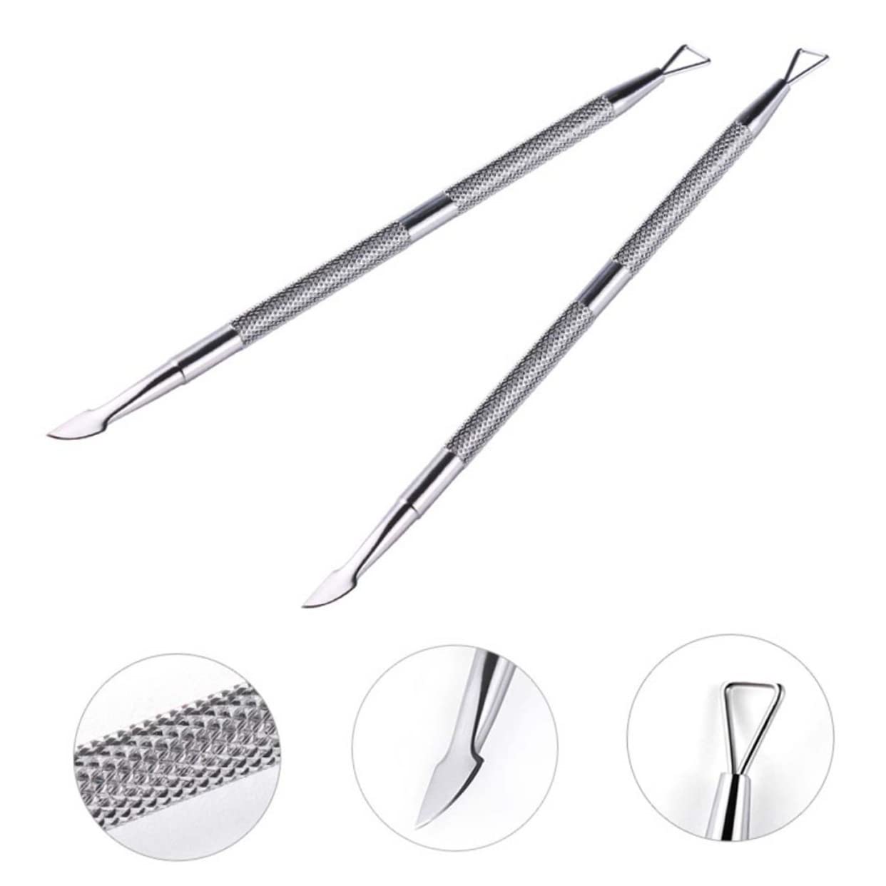 Healeved Stainless Steel Cuticle Pusher Tool 2pc Set Nail Cuticle Cleaner Care for Daily Use