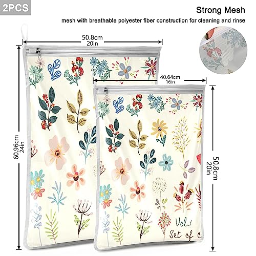 Emelivor G312593263P600C640S1307 Cute Floral Laundry Bags Mesh Wash Bags Set Of 2 Delicates Bag thumb #2