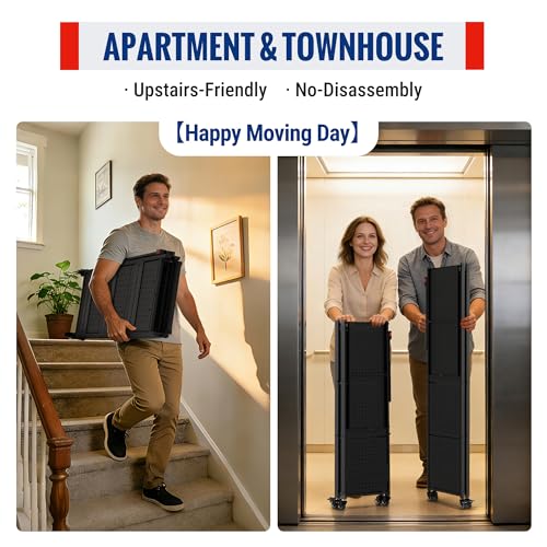 Image of WORKPRO 4-Tier Folding Shelf, No-Assembly Metal Storage Rack with Wheels, 600 lbs Capacity (with Leveling Feet), Collapsible Shelving Unit for Kitchen, Pantry, Bathroom & Closet Organization