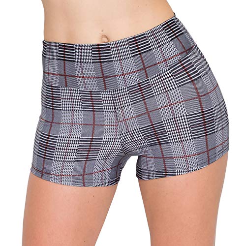 Image of ALWAYS Women Workout Yoga Shorts - Premium Soft Solid Stretch Cheerleader Running Dance Volleyball Short Pants Checkered Plaid 2026 Red L