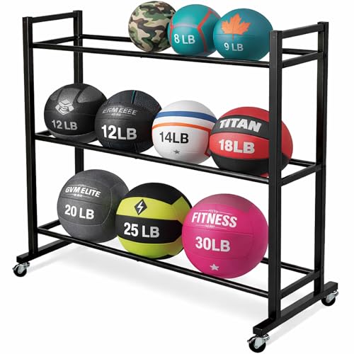 DECORDEEP Medicine Ball Rack Heavy Duty Medicine Ball Storage Stand Rolling Med Ball Holder and Organizer for Home Gym