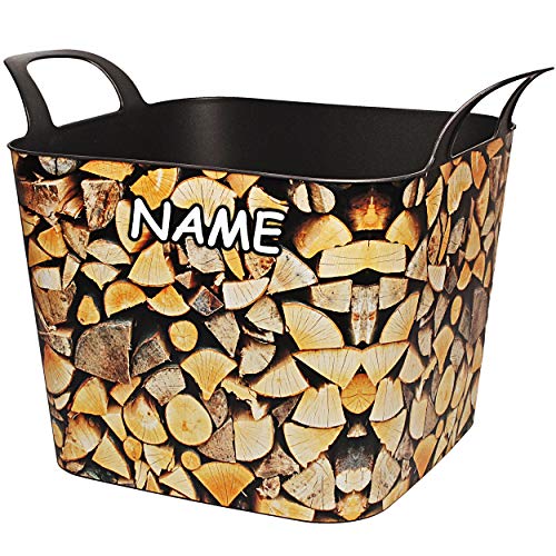 2 Stück Flexi & flexibel - XXL großer Garteneimer/Eimer/Trog/Bottich - Blumentopf/Pflanzkübel - Holz & Bretter - inkl. Name - Wäschekorb & Tasche - ..