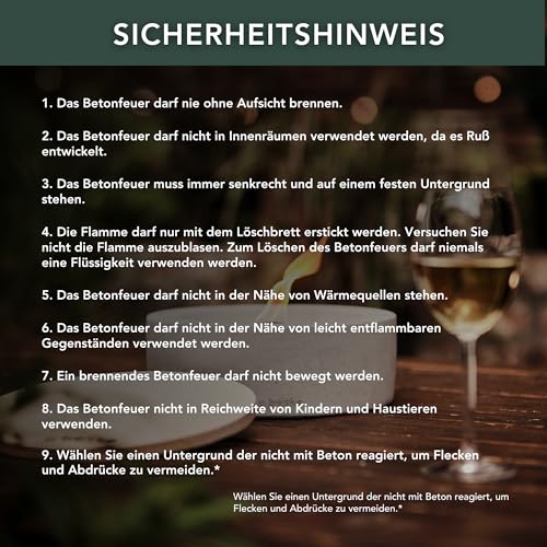 Betonfeuer® - Das Original der Beske-Manufaktur | Modell ’Taal’ | Ø25cm mit Dauerdocht | Wiederbefüllbare Fackel | Unendliche Brenndauer | Recycling von Kerzenwachs | Tischfeuer Fackel