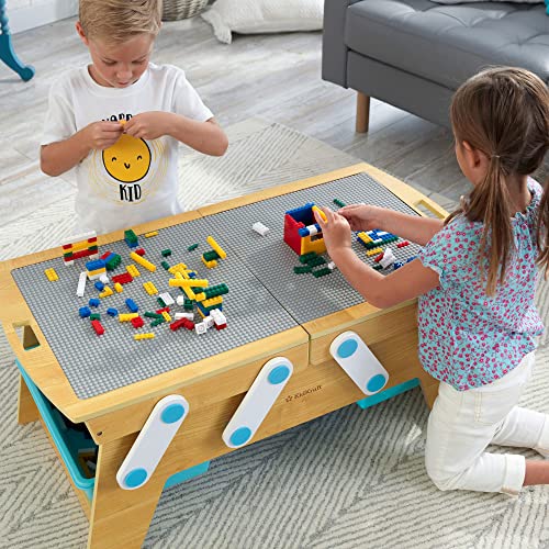 Kidkraft Building Bricks Play N Store Wooden Table, Children's Toy Storage With Bins, 200+ Blocks Included, Natural, Gift For Ages 3+ #TOP5