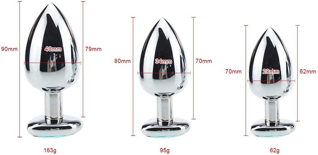 3Pcs Set Luxury Metal Butt Toys Heart Shaped Anal Trainer Jewel Butt Plug Kit S&M Adult Gay Anal Plugs Woman Men Sex Gifts Things for Beginners Couples Large/Medium/Small,