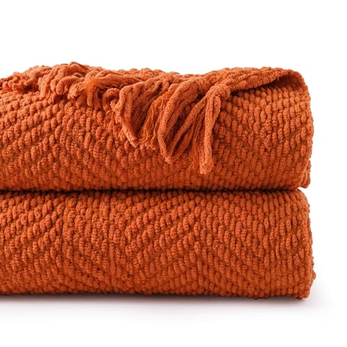 Image of BATTILO HOME Burnt Orange Throw Blanket for Couch, 60 inchx80 inch